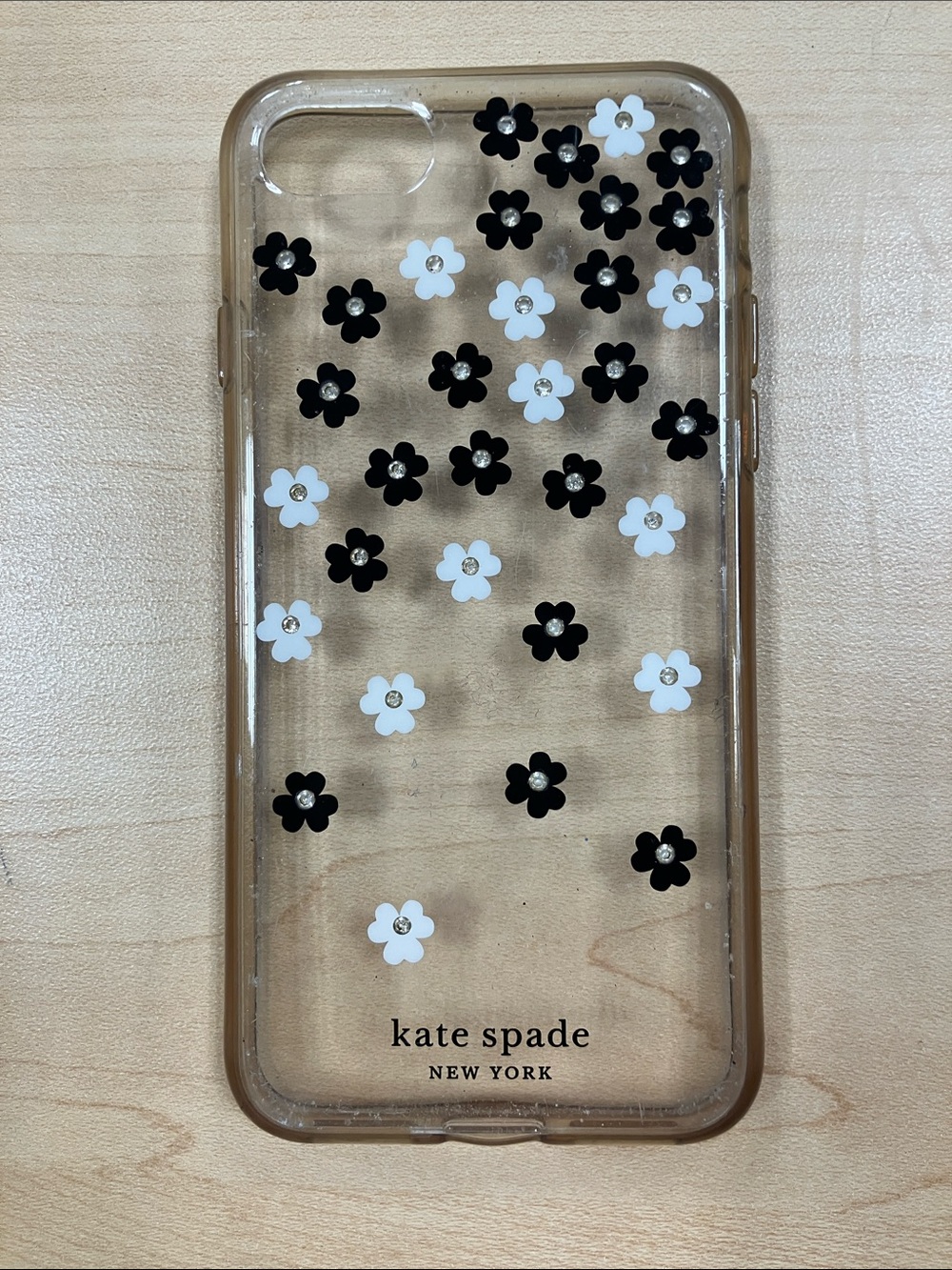 kate spade Clear Floral iPhone Case - Black & White Daisy Print